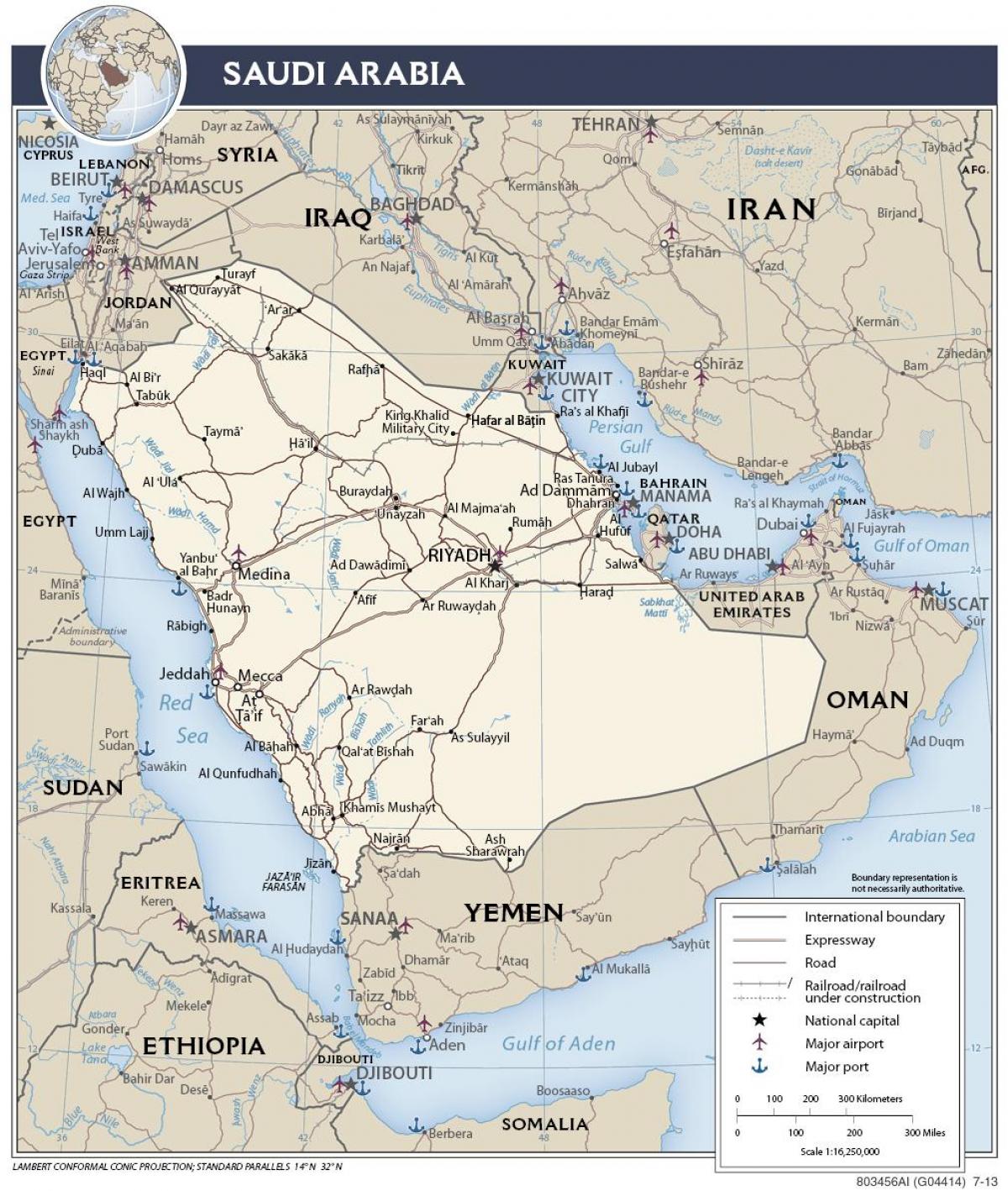Kartta Saudi-Arabian satamat