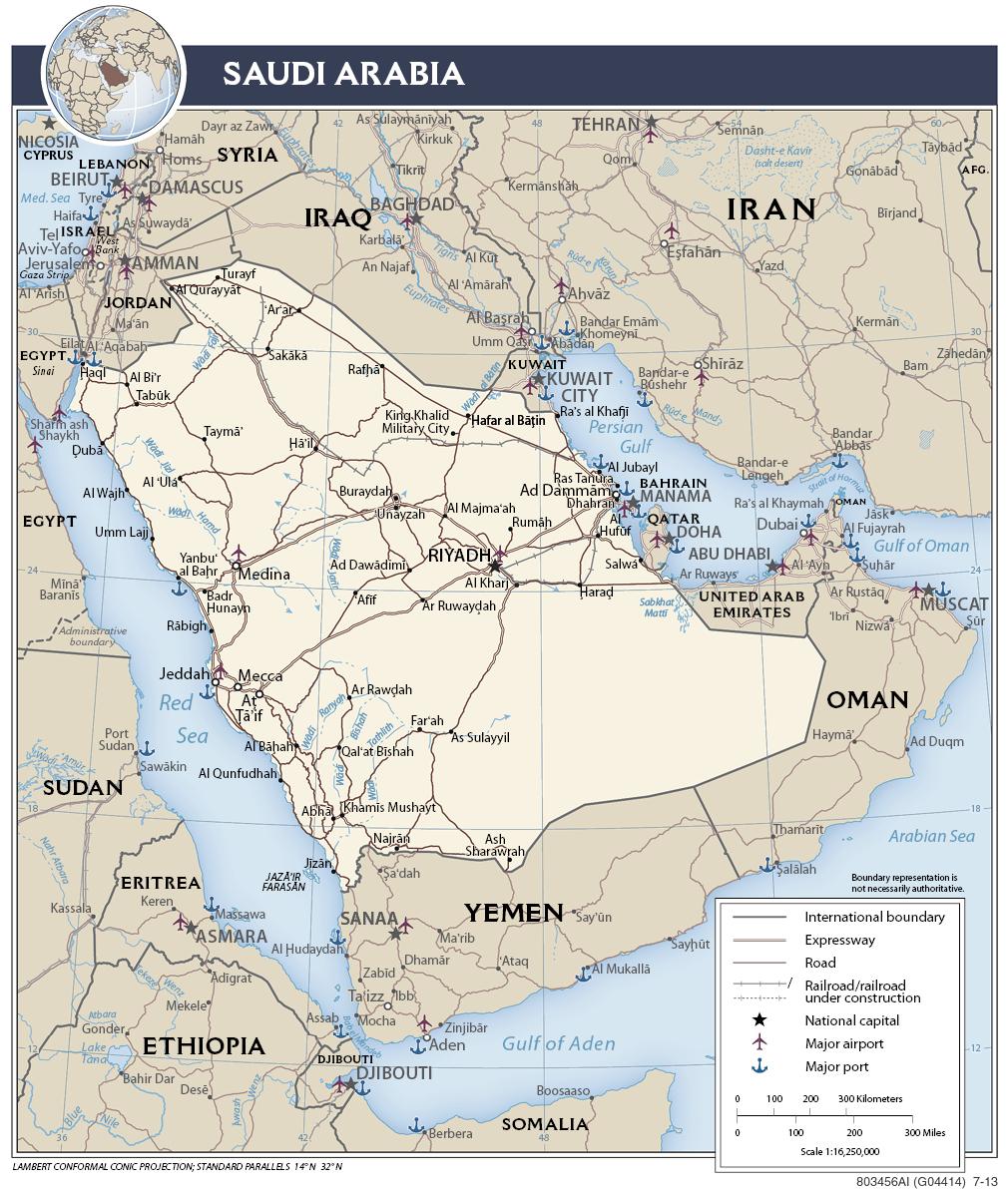 Saudi-Arabia maa, kartta - Kartta Saudi-Arabia maa (Länsi-Aasia - Aasia)