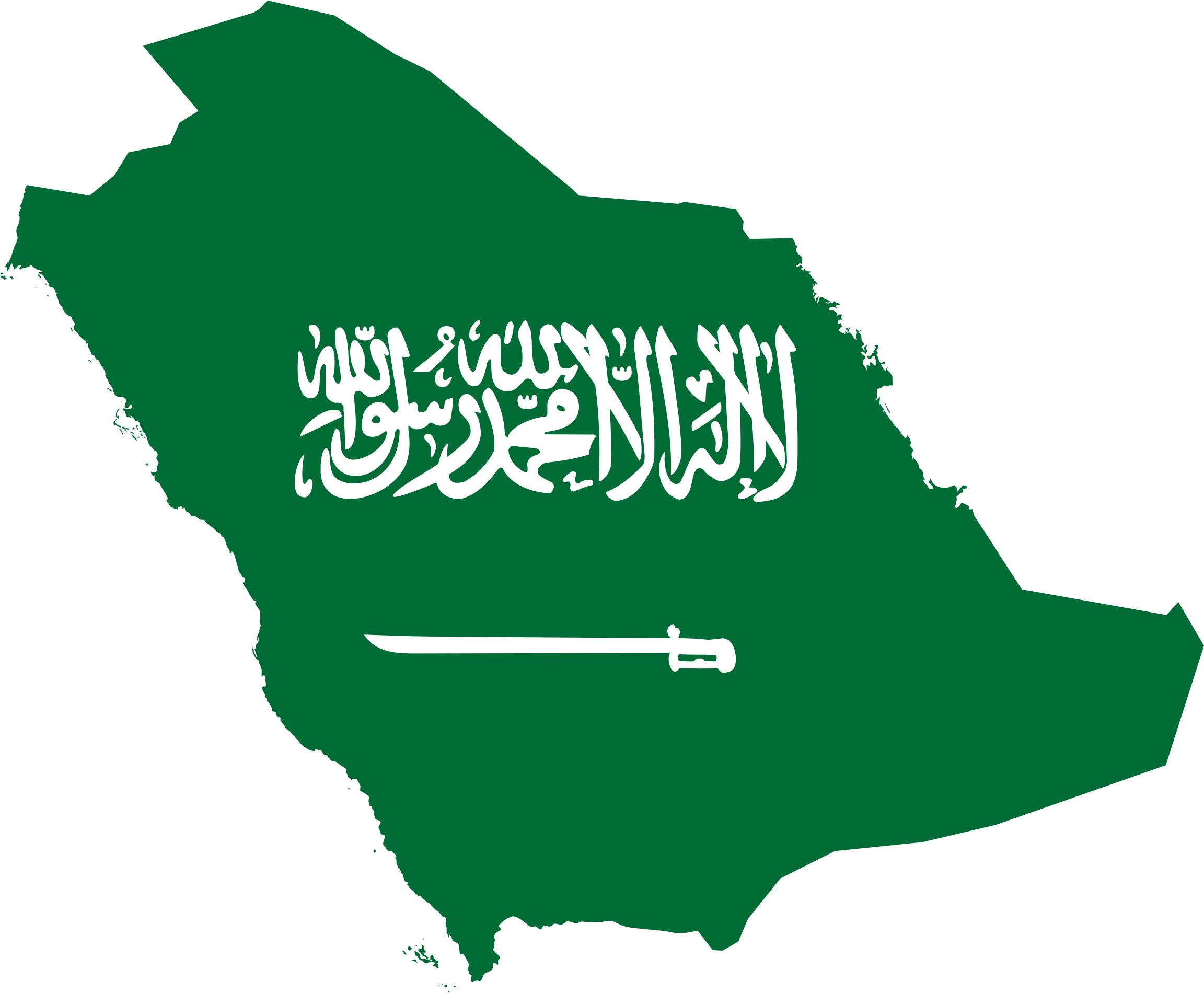 Saudi-Arabian lippu kartta - Saudi-Arabia kartta lippu (Länsi-Aasia - Aasia)