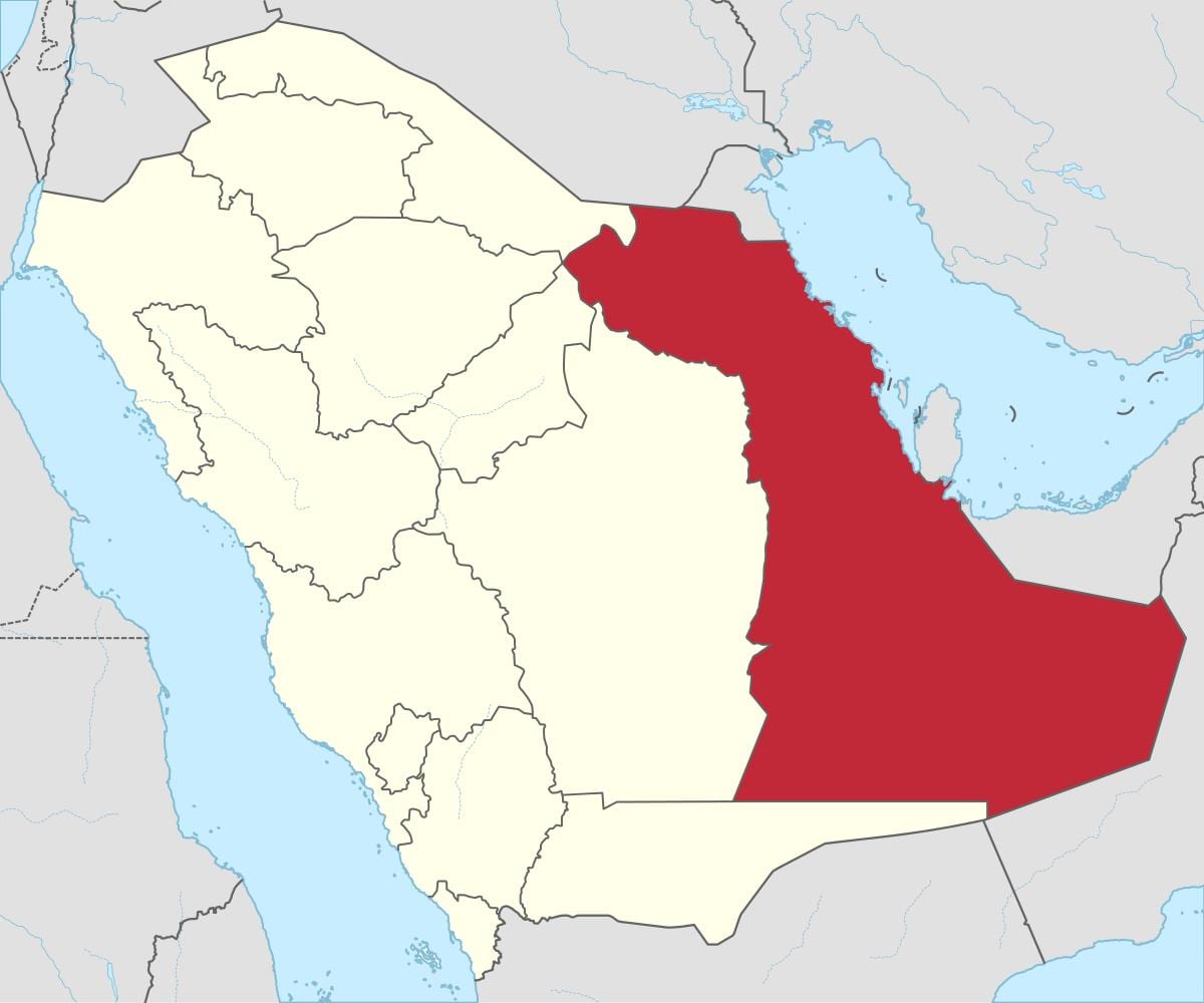 Kartta itä maakunnassa Saudi-Arabia