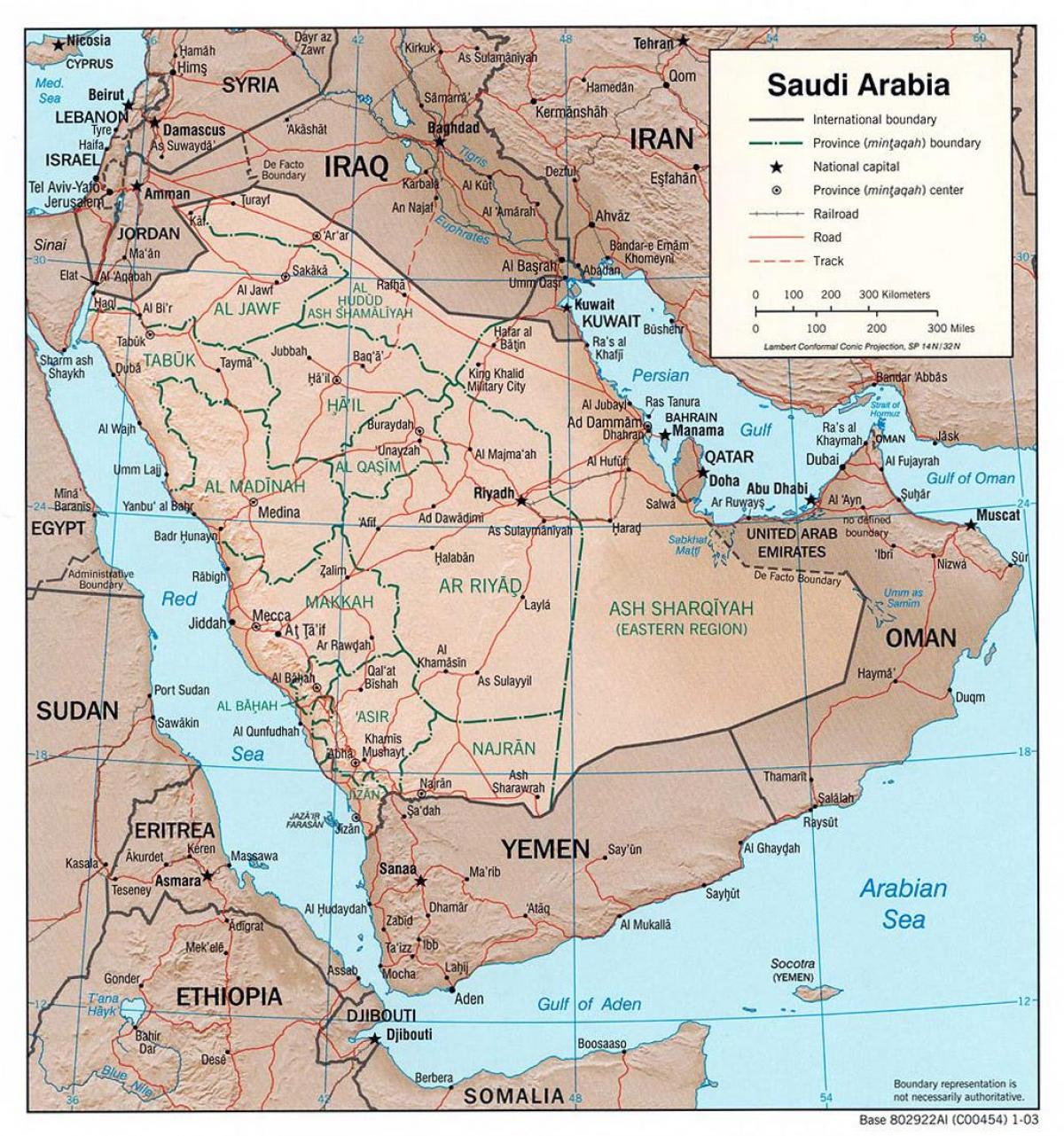 Kartta Saudi-Arabian kaupungeissa maanteitse