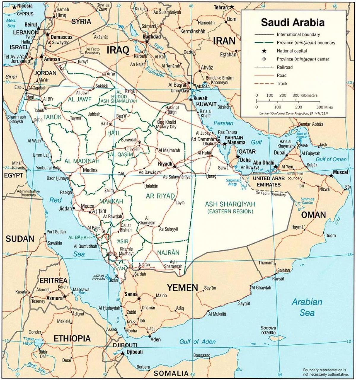 Kartta Saudi-Arabian poliittisen