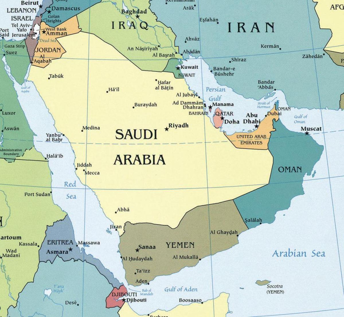 Saudi-Arabian kuningaskunta kartta - Kartta Saudi-Arabian kuningaskunta  (Länsi-Aasia - Aasia)