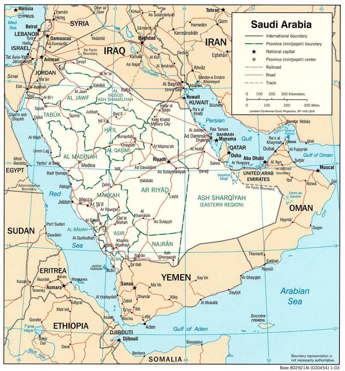Saudi-Arabia tiet kartta
