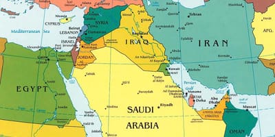 Kartta Saudi-Arabia ympäröivien maiden