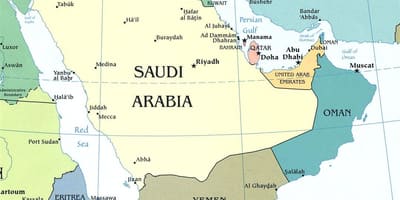 Kartta Saudi-Arabian niemimaa