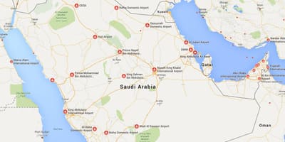 Saudi-Arabia lentokentät kartta