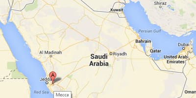 Kartta mekkaan Saudi-Arabia