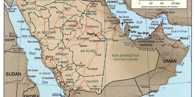 Saudi-Arabia maantiede kartta