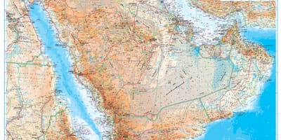 Kartta Saudi-Arabia topografisia