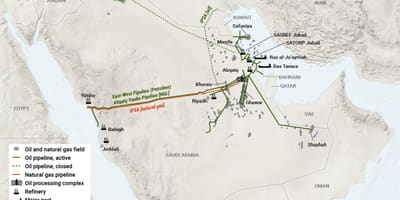 Saudi-Arabian öljy kartta