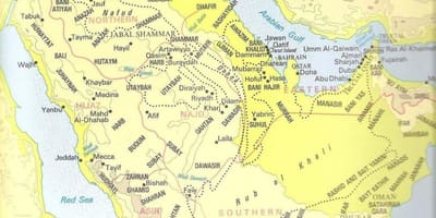Kartta Saudi-Arabian heimot