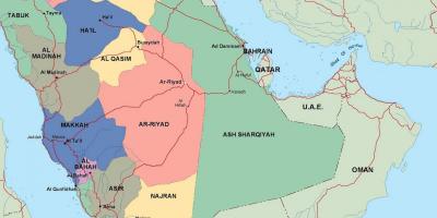 Kartta Saudi-Arabian kaupungeissa